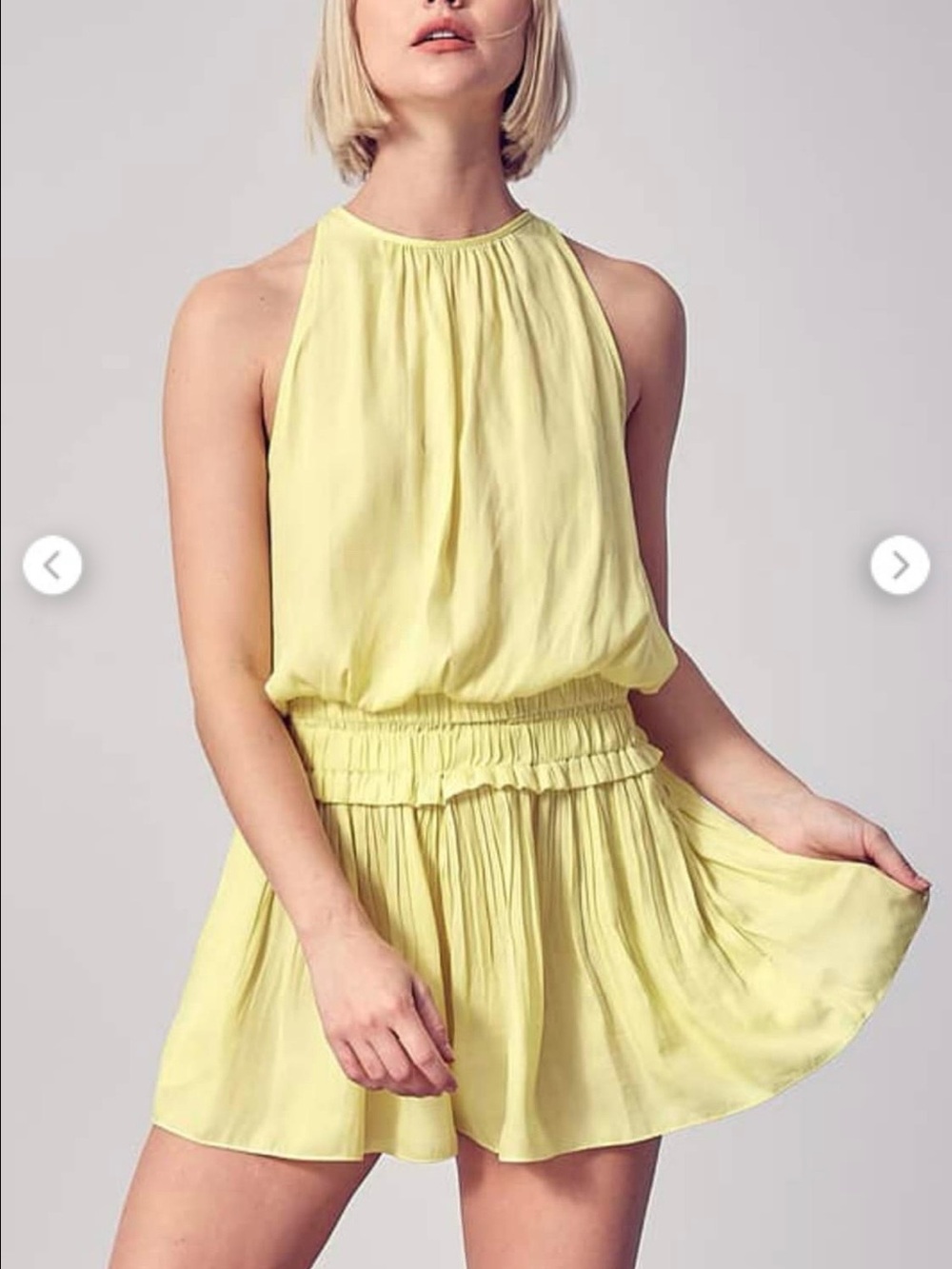 Yellow Sleeveless Drop-Waist Summer Romper w/ Pockets